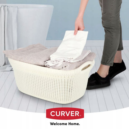 Curver Knit 40L tøjkurv i creme