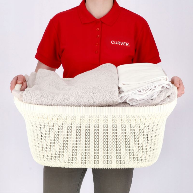 Curver Knit 40L tøjkurv i creme