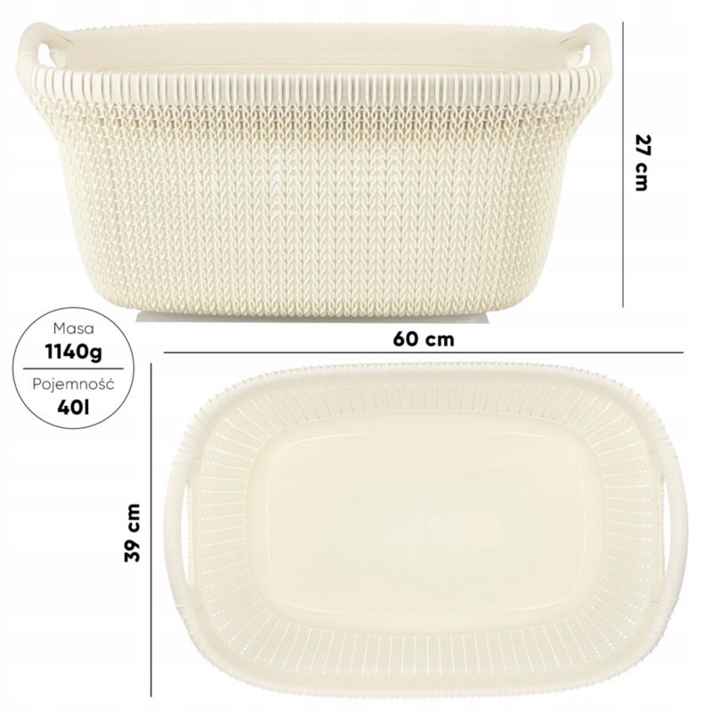 Curver Knit 40L tøjkurv i creme