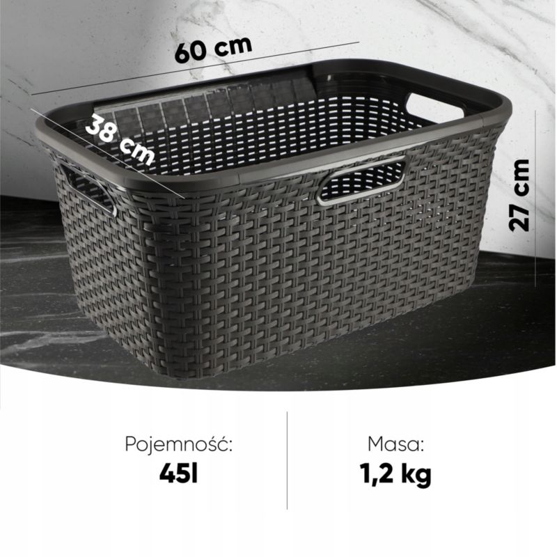 Curver Natural Style 45L vasketøjskurv i brun