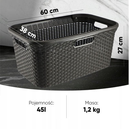 Curver Natural Style 45L vasketøjskurv i brun
