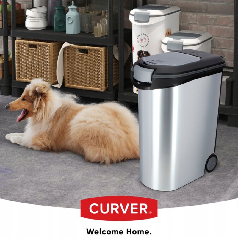 Curver Pet Life foderbeholder 62 x 28 cm, sølv