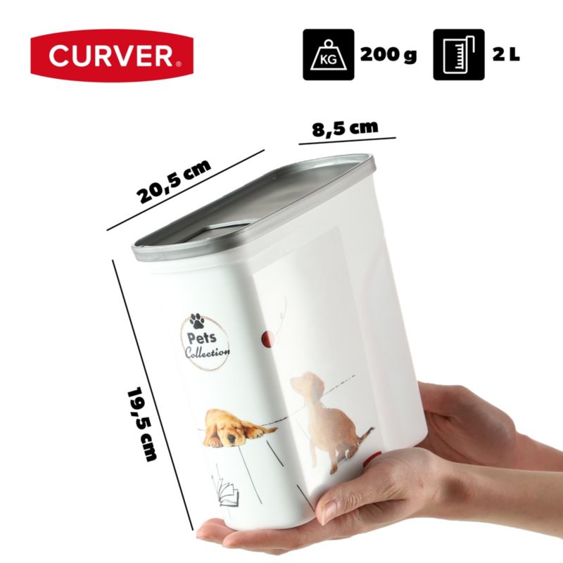 Curver Pet Life hundefoderbeholder 2 l hvid med hund, 1 stk.