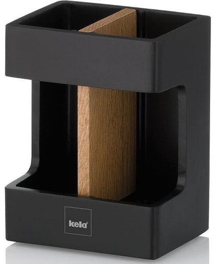 Tandbørsteholder Kela Cube Sort/Eg 11,5 cm