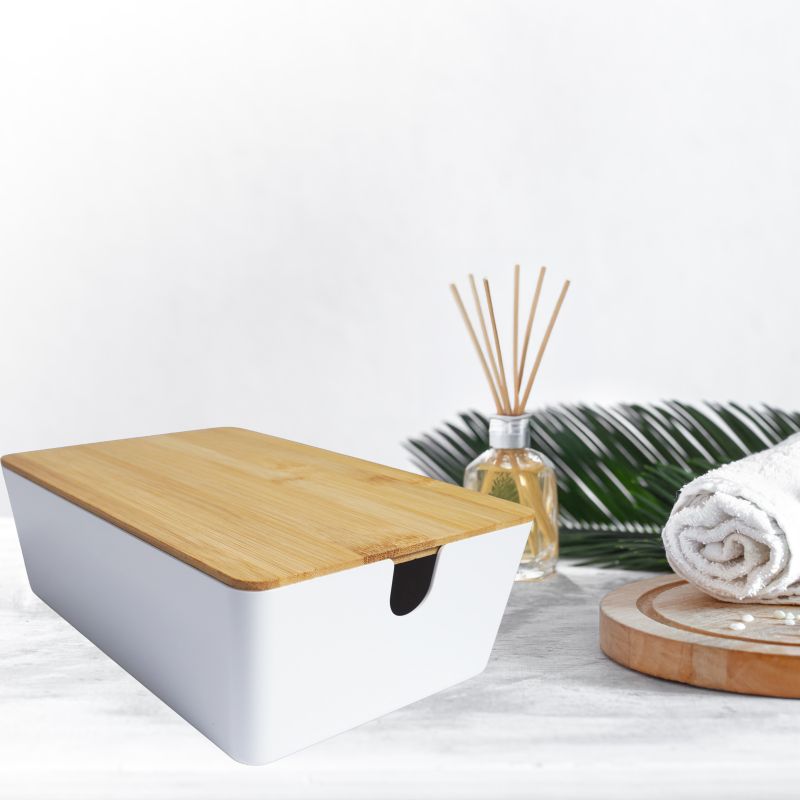 Opbevaringsboks Sepio Mona 26 x 17,5 x 8,5 cm Hvid