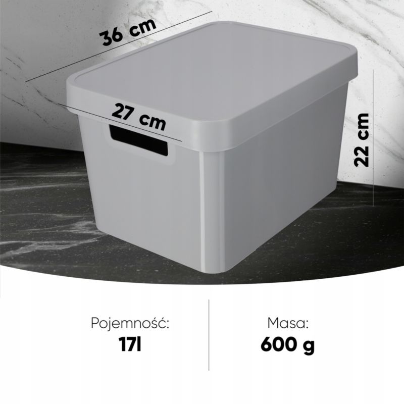 Infinity Curver opbevaringsboks med låg 17L, lys grå