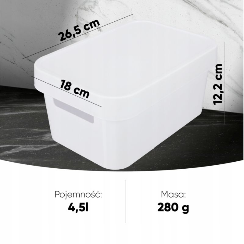 Opbevaringsboks med låg Infinity Curver 4,5 L, hvid