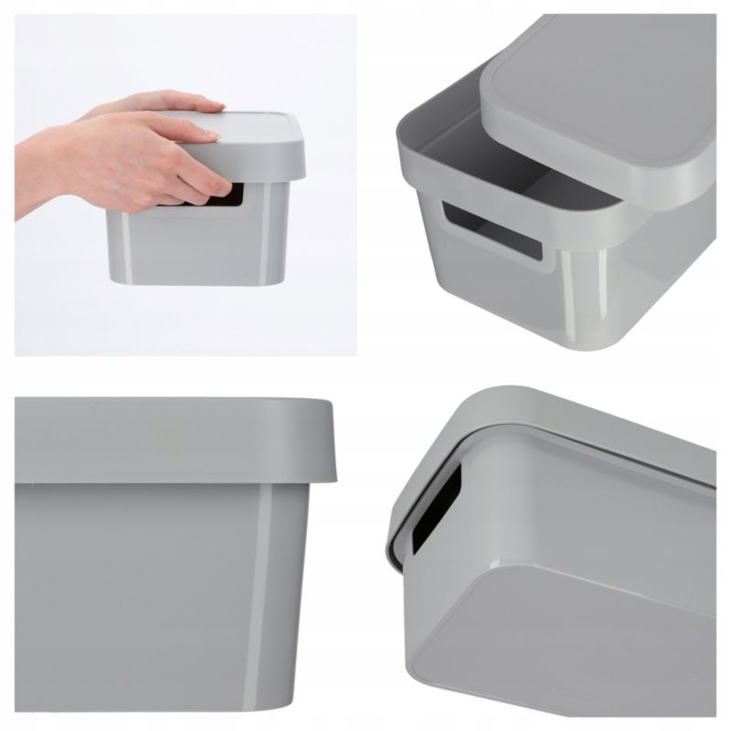 Opbevaringsboks med låg Infinity Curver 4,5L, lys grå