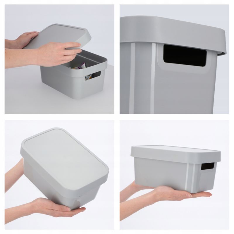 Opbevaringsboks med låg Infinity Curver 4,5L, lys grå