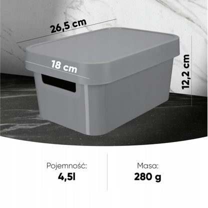Opbevaringsboks med låg Infinity Curver 4,5L, lys grå