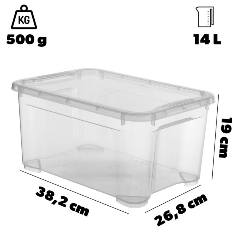 Curver T Box opbevaringsboks med låg 14L, transparent