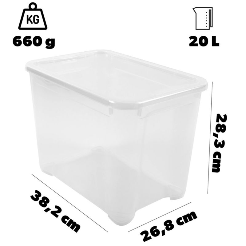 Curver T Box 20L opbevaringsboks med låg, transparent