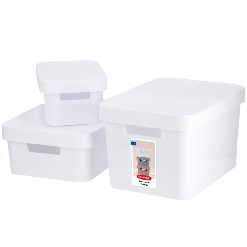 Curver Infinity opbevaringsbokse 4,5+11+17L hvide glatte