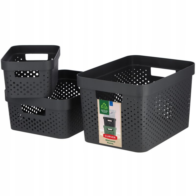 Curver Infinity opbevaringsbokse 4,5 + 11 + 17 L, mørkegrå