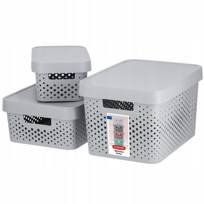 Curver Infinity opbevaringsbokse 4,5+11+17L grå med låg