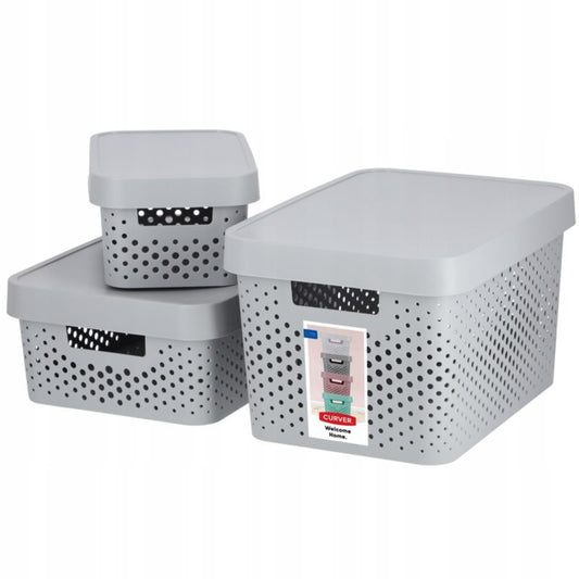 Curver Infinity opbevaringsbokse 4,5+11+17L grå med låg