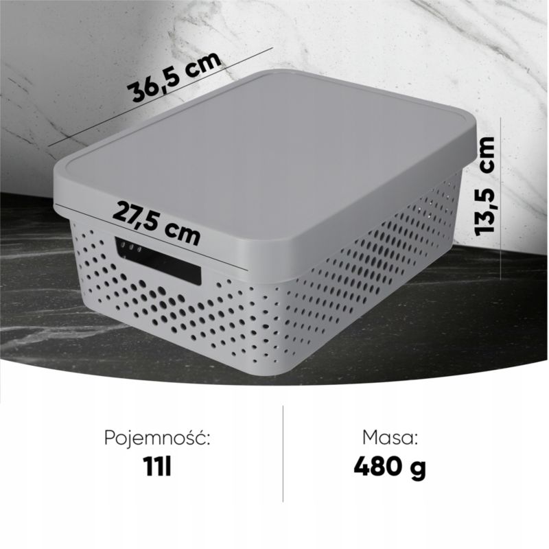 Curver Infinity opbevaringsbokse 4,5+11+17L grå med låg