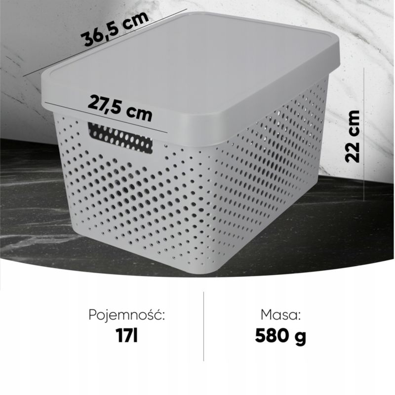 Curver Infinity opbevaringsbokse 4,5+11+17L grå med låg