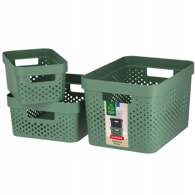 Curver Infinity opbevaringsbokse 4,5 + 11 + 17L, grønne