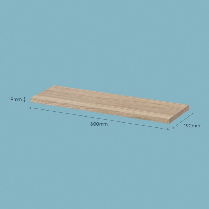 GoodHome Rigga hylde 1,8 x 19 x 60 cm i egetræ