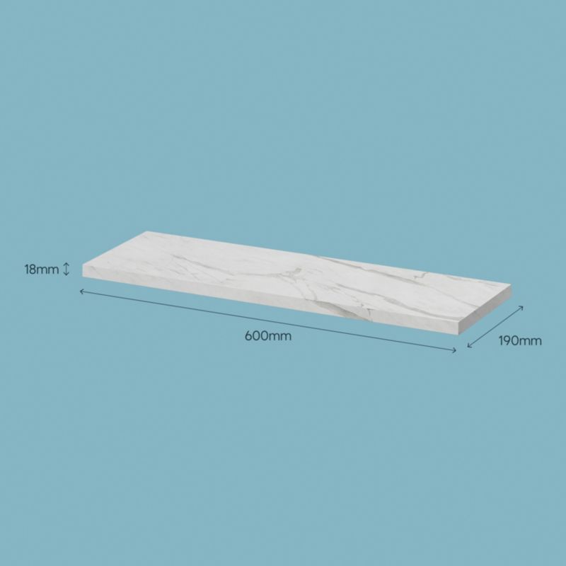 GoodHome Rigga marmor hylde 1,8 x 19 x 60 cm