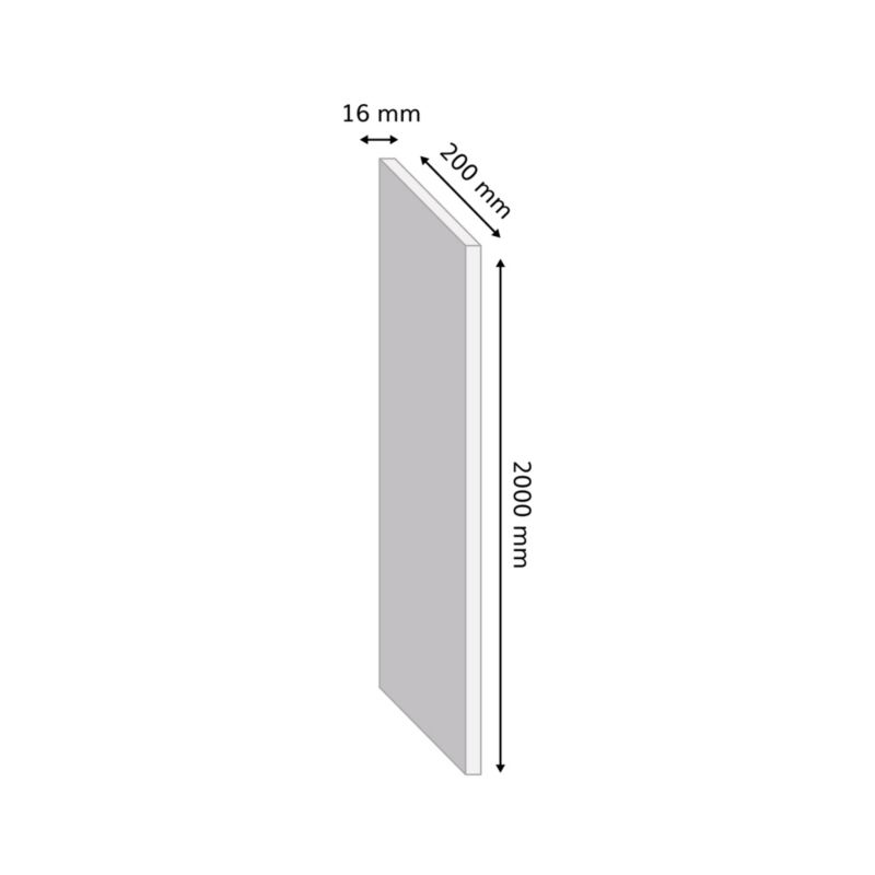 Hvid laminat hylde 200 x 20 x 1,6 cm