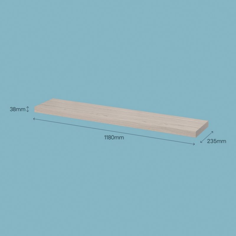 GoodHome Cusko hvidolieret egetræ hylde 3,8 x 23,5 x 118 cm
