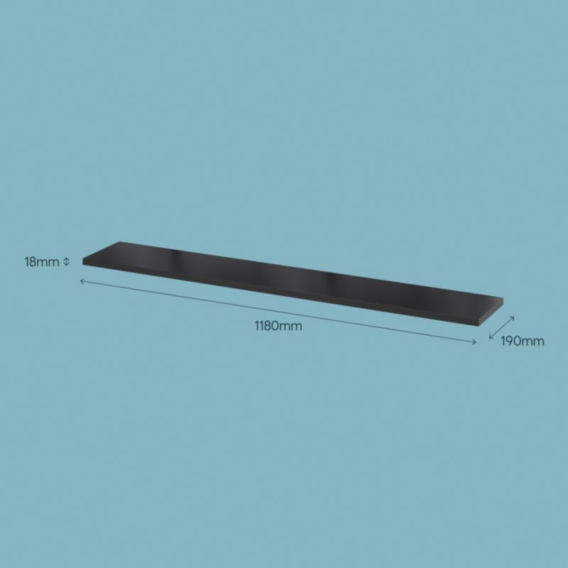 Dekorativ hylde Form Rigga 18 x 190 x 1180 mm mat-sort