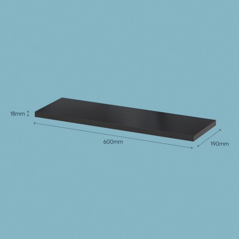 Dekorativ hylde Form Rigga 18 x 190 x 600 mm mat-sort