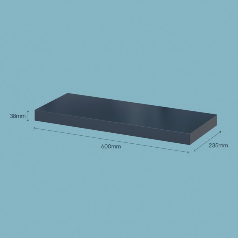 Dekorativ hylde GoodHome Cusko 38 x 235 x 600 mm i marineblå