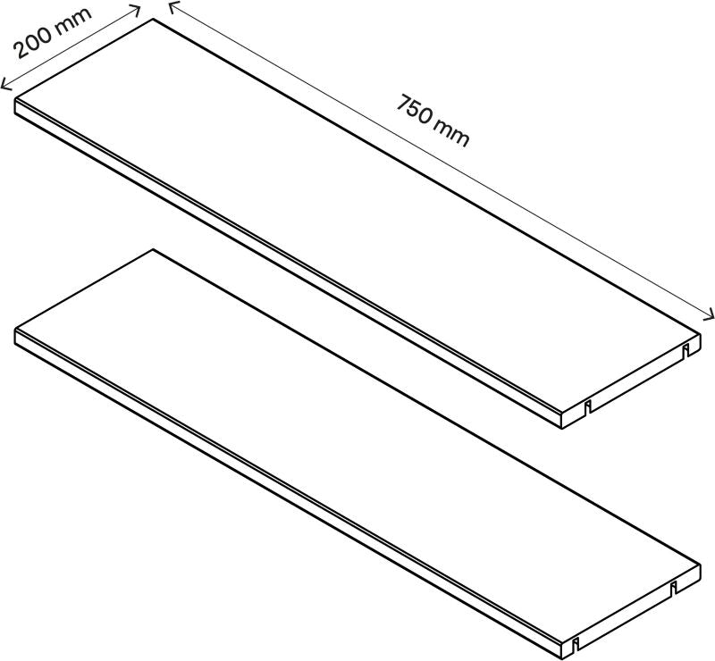 Hylde til korpus 20 x 75 cm GoodHome Atomia egetræ 2 stk.