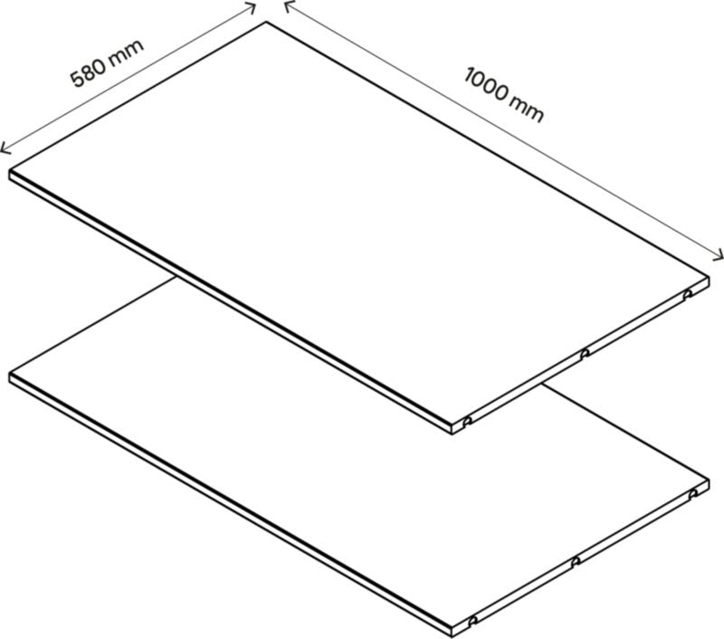 GoodHome Atomia hylde til korpus 58 x 100 cm i egetræ, 2 stk.