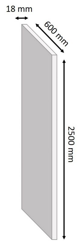 Møbelfladehylde 250 x 60 x 1,8 cm i Grandson-eg