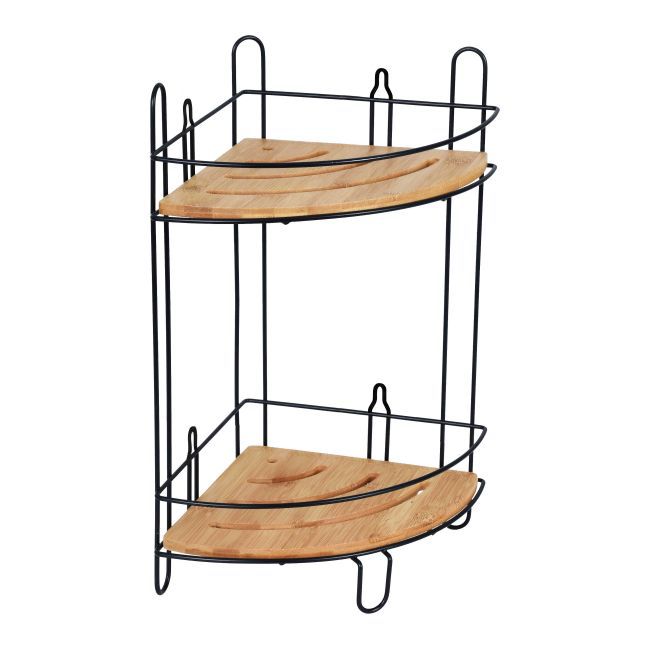 Hjørnehylde Dobbelt Umbra Plus Sort/Bambus Stål 5901487081641