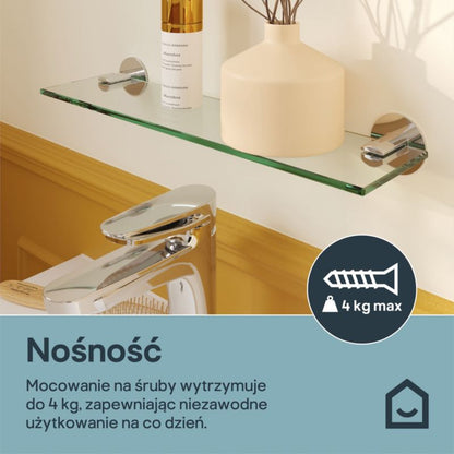 Glasreol 40 cm Krom Rustfrit Stål Hærdet Glas