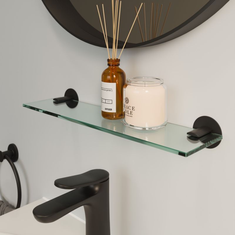 Badeværelseshylde Cavally 40 cm Sort Hærdet Glas