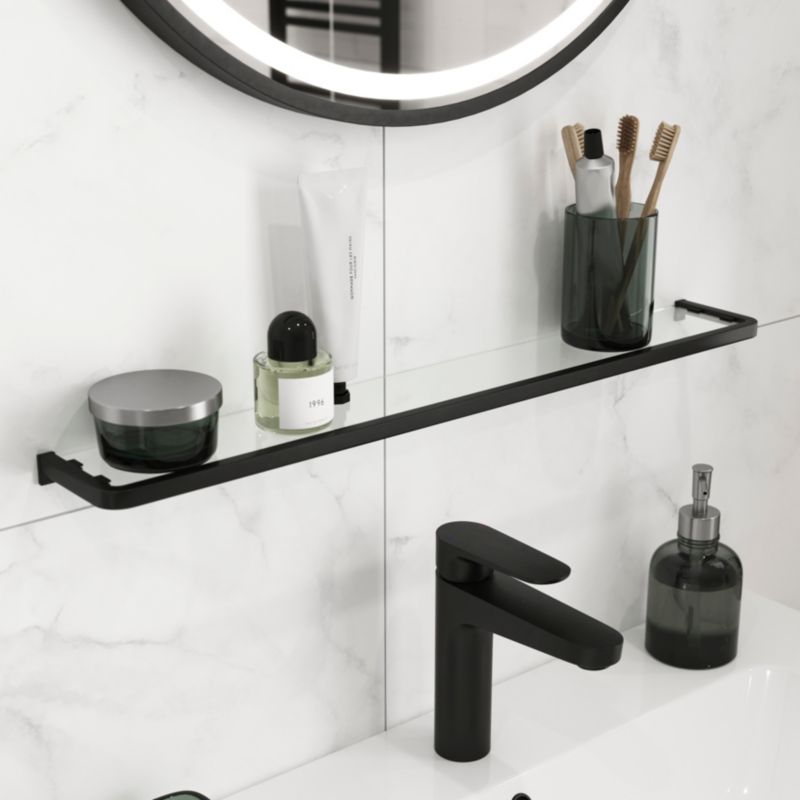Glass Shelf Elland Sort 60x12 cm Hærdet Glas