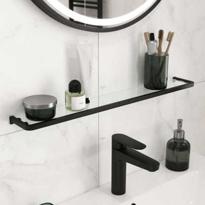 Glass Shelf Elland Sort 60x12 cm Hærdet Glas