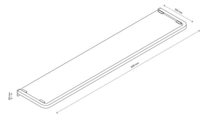 Glass Shelf Elland Sort 60x12 cm Hærdet Glas