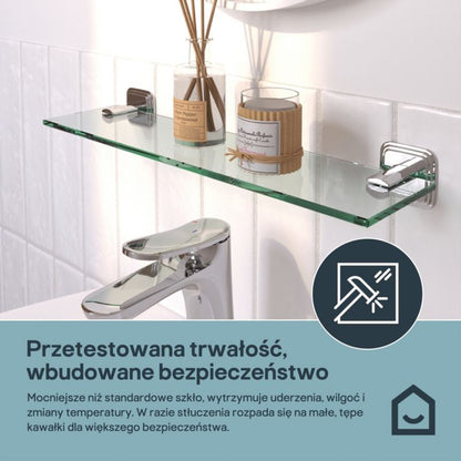 Glasreol 40 cm Krom Stål og Hærdet Glas