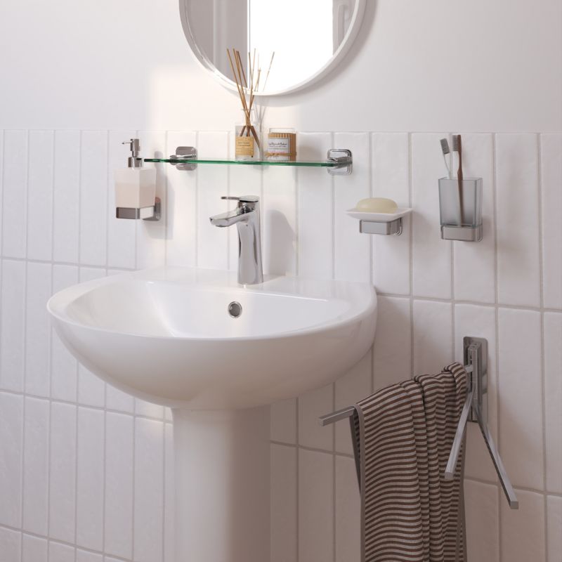 Glasreol 40 cm Krom Stål og Hærdet Glas