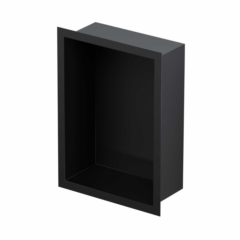 Vægnichehylde 30 x 20 x 10 cm Sort Stål med Glasbund