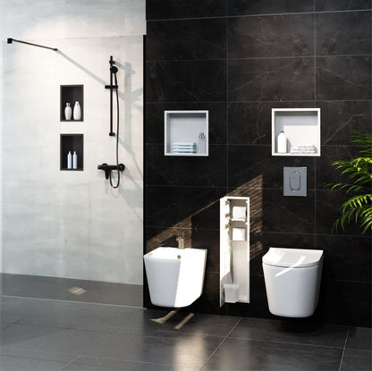 Vægnichehylde 30 x 20 x 10 cm Sort Stål med Glasbund