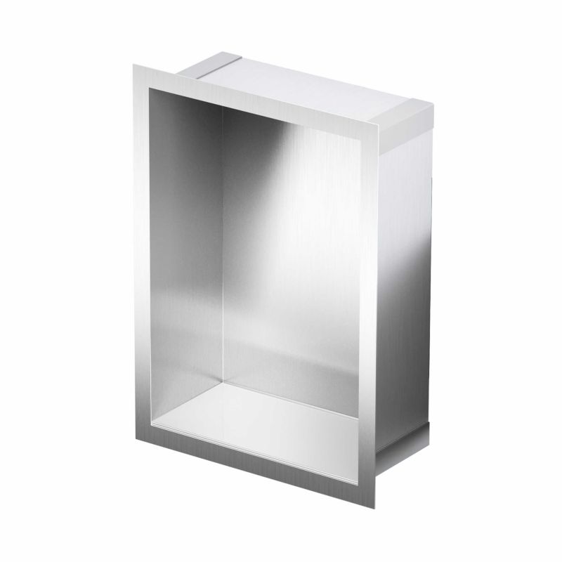Indbygningshylde 30 x 20 x 10 cm i stål med glasbund