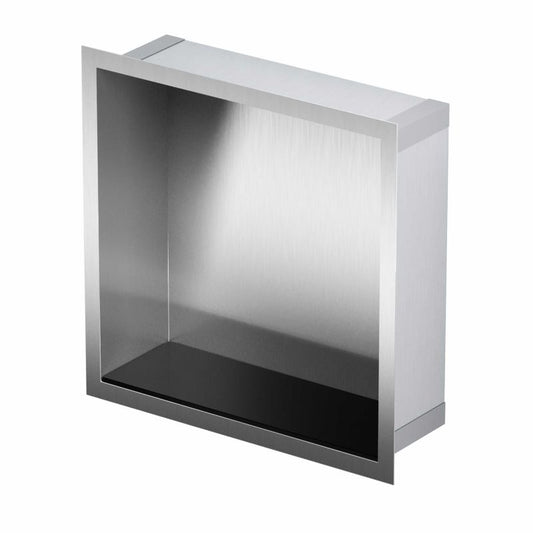 Indbygningshylde 30 x 30 x 10 cm i stål med glasbund