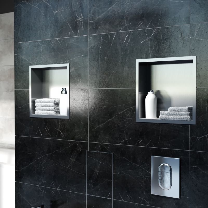 Vægnichehylde 30 x 30 x 10 cm Rustfrit Stål med Glasplade