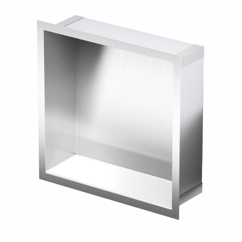 Indbygningshylde 30 x 30 x 10 cm i stål med glasbund