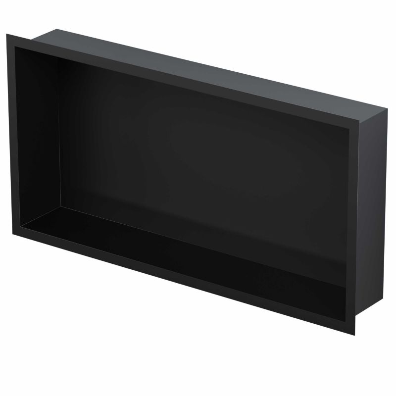 Indbygningshylde 30 x 60 x 10 cm sort med glasbund