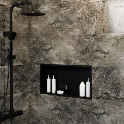 Indbygningshylde 30 x 60 x 10 cm sort med glasbund