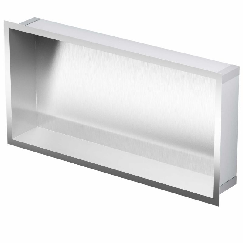 Indbygningshylde 30 x 60 x 10 cm i stål med glasbund